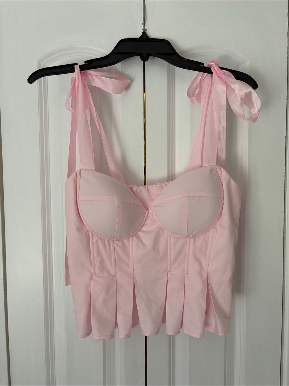 Pink Tie-Shoulder Corset Top